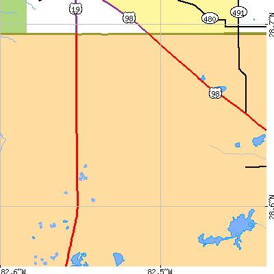 Zip code 34614 close-up map
