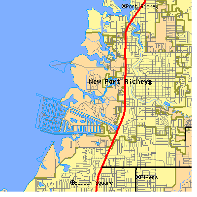 Zip code 34652 close-up map