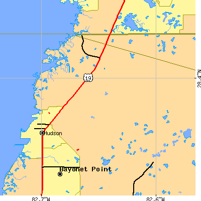 Zip code 34667 close-up map