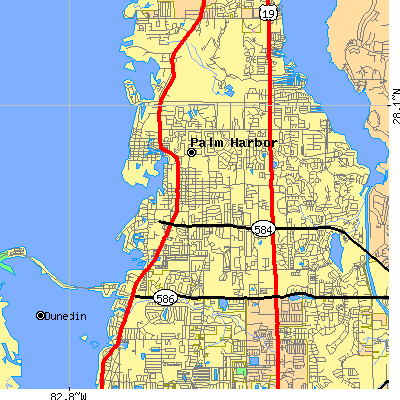 Zip code 34683 close-up map