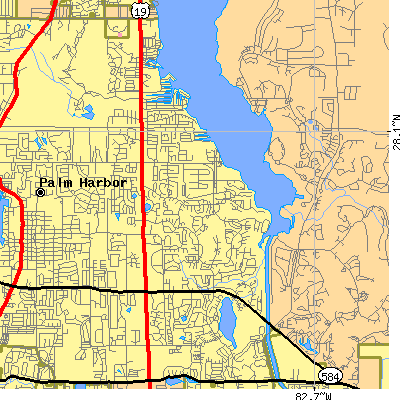 Zip code 34684 close-up map