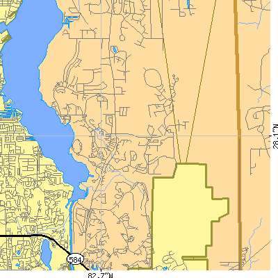 Zip code 34685 close-up map