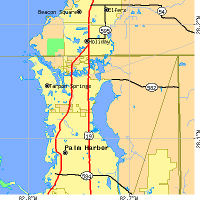 Zip code 34689 close-up map