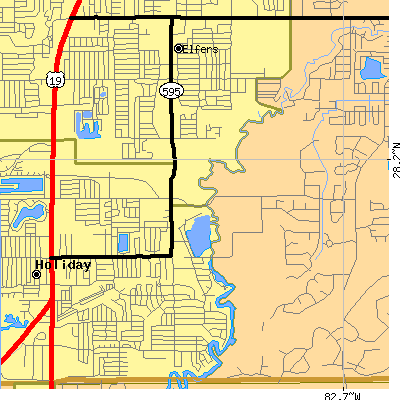 Zip code 34690 close-up map