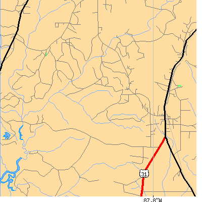 Zip code 36578 close-up map