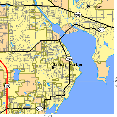 Zip code 34695 close-up map