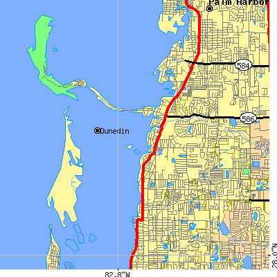Zip code 34698 close-up map