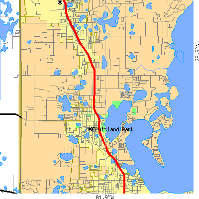 Zip code 34731 close-up map