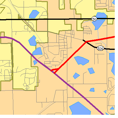 Zip code 34734 close-up map