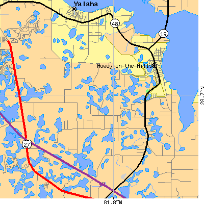 Zip code 34737 close-up map