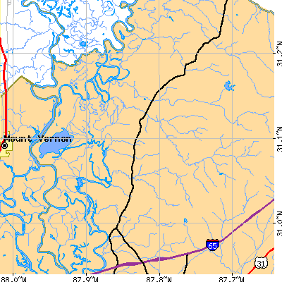 Zip code 36579 close-up map