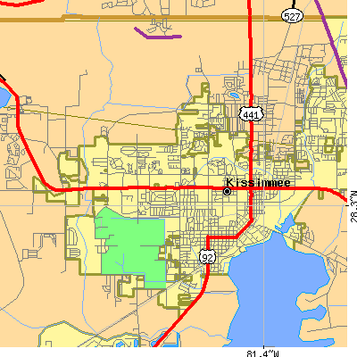 Zip code 34741 close-up map