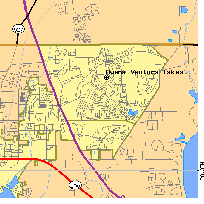 Zip code 34743 close-up map
