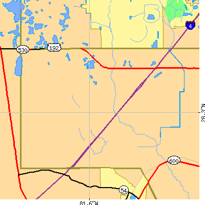 Zip code 34747 close-up map