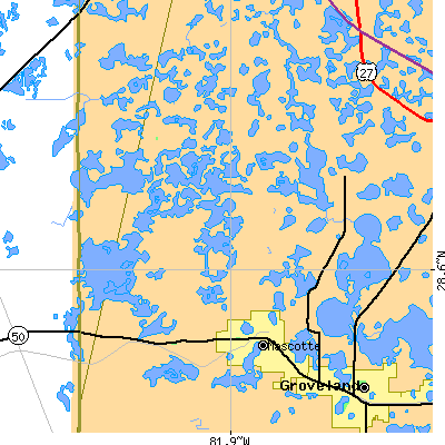 Zip code 34753 close-up map