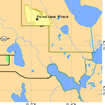 Zip code 34759 close-up map