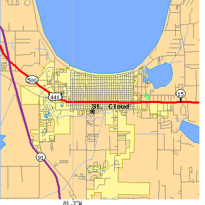 Zip code 34769 close-up map