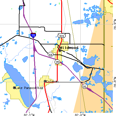 Zip code 34785 close-up map