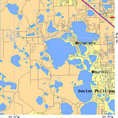 Zip code 34786 close-up map