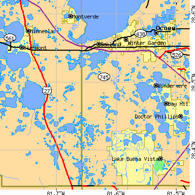 Zip code 34787 close-up map