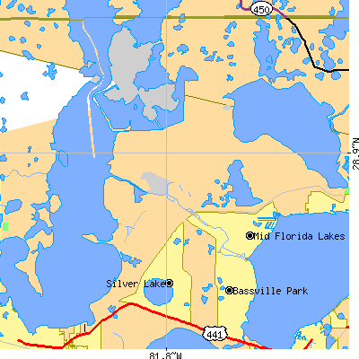 Zip code 34788 close-up map