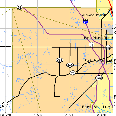 Zip code 34945 close-up map