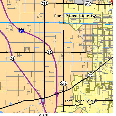 Zip code 34947 close-up map