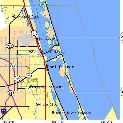 Zip code 34949 close-up map