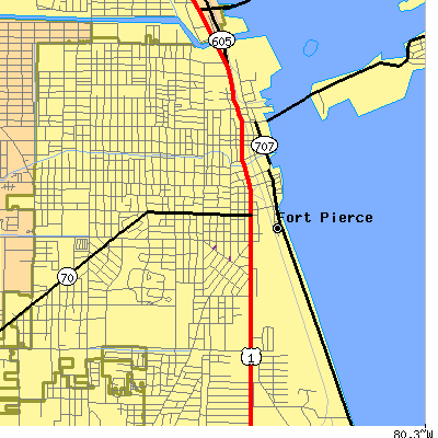 Zip code 34950 close-up map