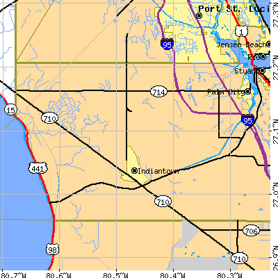 Zip code 34956 close-up map