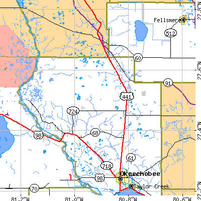 Zip code 34972 close-up map
