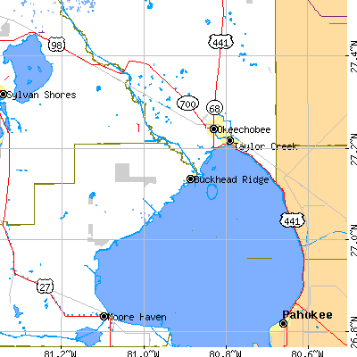 Zip code 34974 close-up map