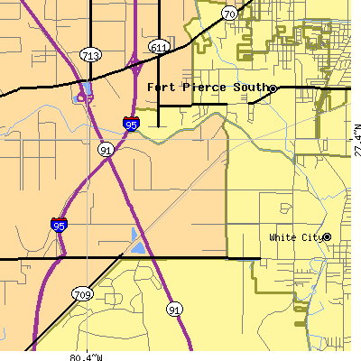 Zip code 34981 close-up map