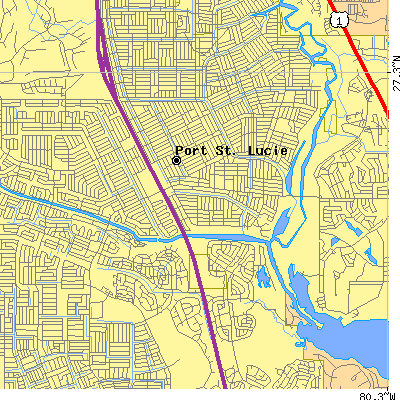 Zip code 34984 close-up map