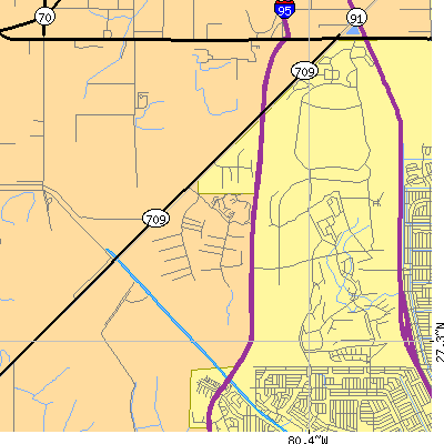 Zip code 34986 close-up map