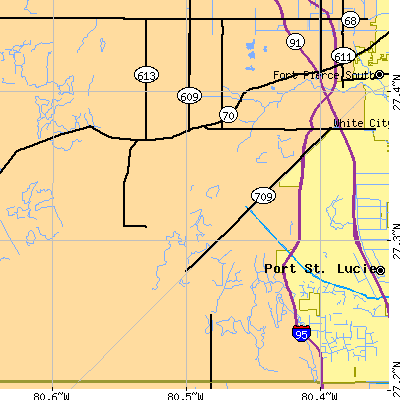 Zip code 34987 close-up map