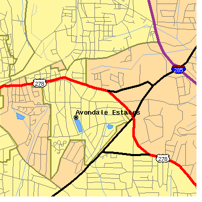 Zip code 30002 close-up map