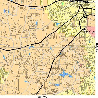 Zip code 30008 close-up map