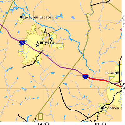 Zip code 30013 close-up map