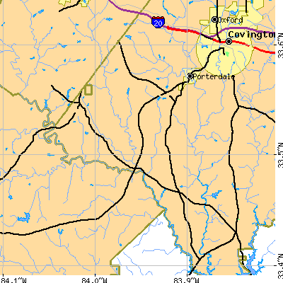 Zip code 30016 close-up map