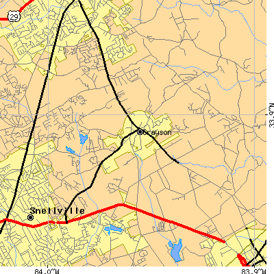 Zip code 30017 close-up map