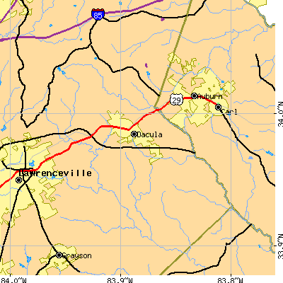 Zip code 30019 close-up map