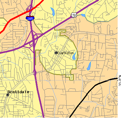 Zip code 30021 close-up map