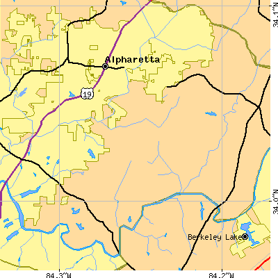 Zip code 30022 close-up map