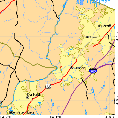 Zip code 30024 close-up map