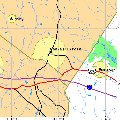 Zip code 30025 close-up map
