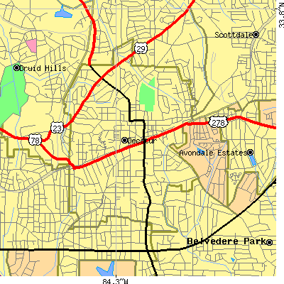 Zip code 30030 close-up map