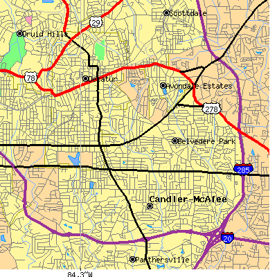 Zip code 30032 close-up map