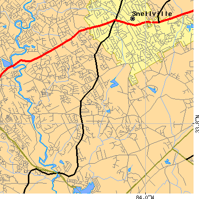 Zip code 30039 close-up map