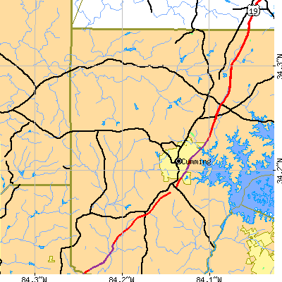 Zip code 30040 close-up map